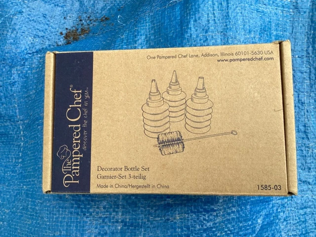THE PAMPERED CHEF Set bottiglie decorative con spazzola di pulizia, tubazioni per ghiaccio