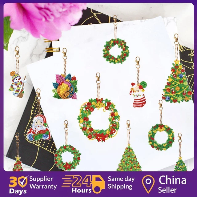 Double Sided Rhinestone Pendant Ornament Xmas Tree Special Shape 6PCS ☘️