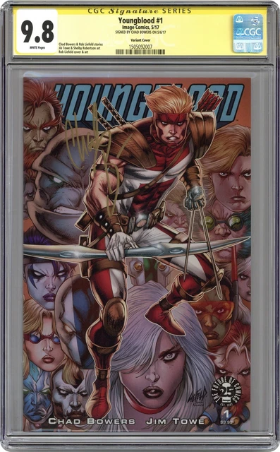 Youngblood 1B Liefeld Variant CGC 9.8 SS Chad Bowers 2017 1505092007