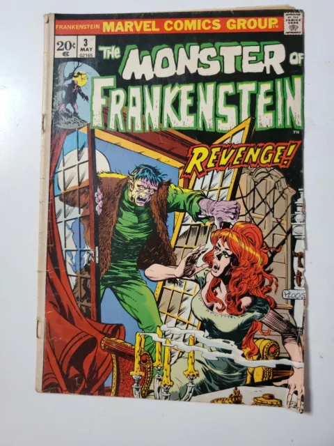 The Monster Of Frankenstein Comic #3 Marvel Comics Venge Mai 1973