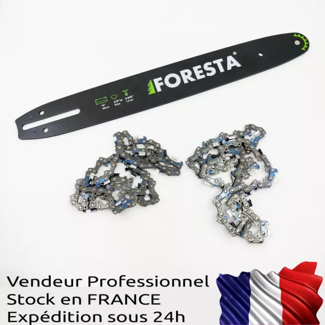 PACK Guide + 2 chaines de tronçonneuse 3/8" LP  0.050"  52 ent. 35 cm de coupe