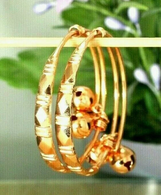 22K 23K 24K Thai Baht Dp Pink Rose Gold ~ Set Of 2 Baby Bangle Anklets Bracelets