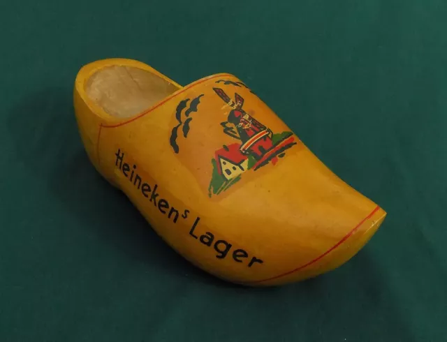 HEINEKEN S LAGER WOODEN SHOE VINTAGE BEER BAR ADVERTISING ORIGINAL C 1950's WOOD