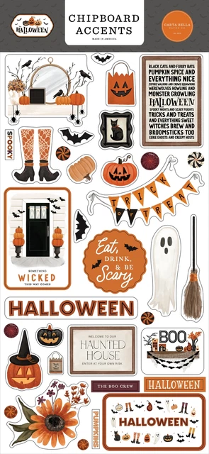 Paquete de 3 Papeles Bella Chipboard 6""X13""-Halloween HW324021