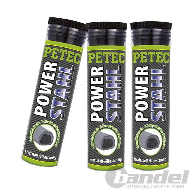 3x 50g PETEC POWERSTAHL IMPASTATRICE 2 COMPONENTI COLLA METALLICA ADESIVO