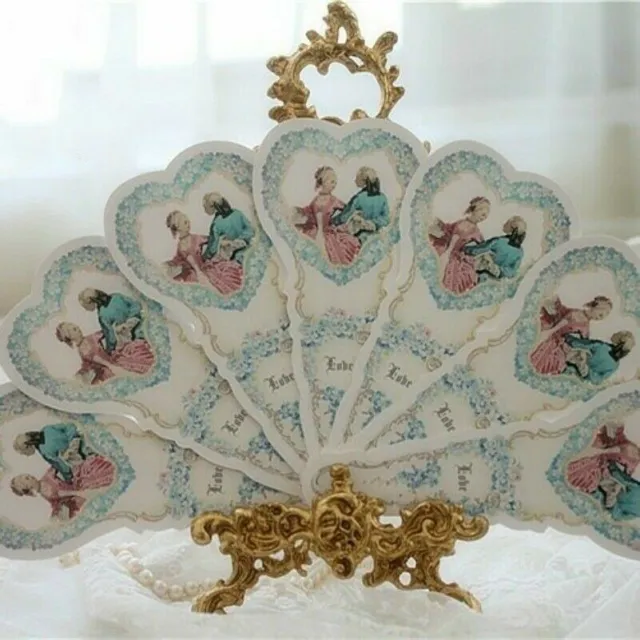Women Folding Hand Fan Lolita Victorian Vintage Romantic Double Side Tassel