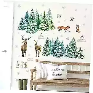 Winter Wall Stickers Christmas Woodland Wall Decals Peel and Pine Tree Animals