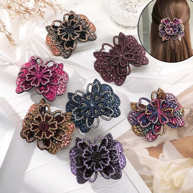 Mujer Estrás Ganchos para Pelo Horquilla Cristal Clips Flor Broches Horqu <