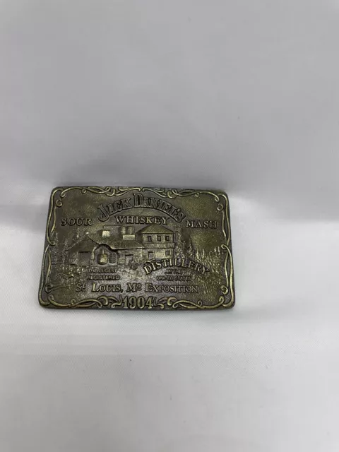 Vintage Jack Daniel's Brass Belt Buckle Sour Whiskey Mash 1904