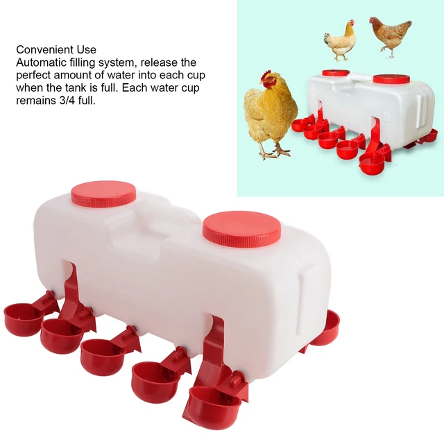 Abreuvoir Automatique Poules 10L - Distributeur D'eau Semi-automatique Pour Volailles, Canards, Lapins, Avec 10 Bols, Arrêt Auto