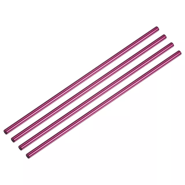 Reusable Metal Straws 4Pcs, Stainless Steel Straight Straw 8.5" Long - Pink