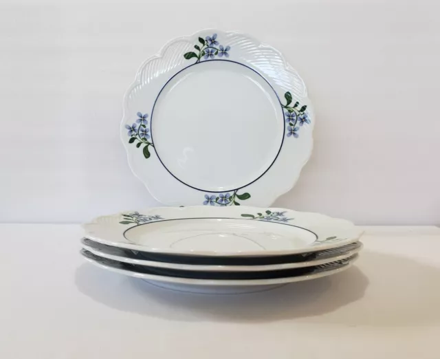 Dansk Blossom Dinner Plates Fransk Collection Niels Refsgaard Blue Flowers Set 4