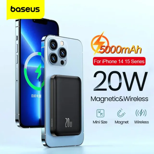 Baseus 20W Magnetische Powerbank MagSafe Ladegerät Für iPhone 15 14 13 Pro Max