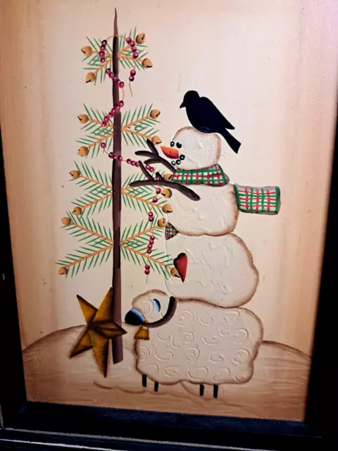 Primitive Rustic Snowman Sheep Christmas Tree Wood Decor #1511L83 2