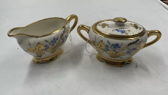 Vintage Bavaria Stouffer Porcelain Sugar Bowl and Creamer SET (Code 8FC3)