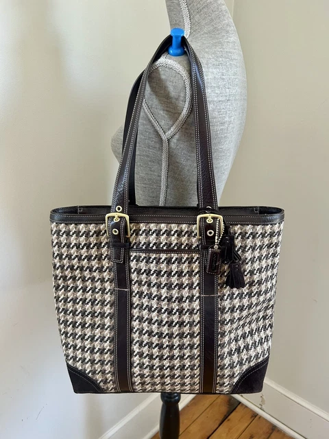 Coach Wool Houndstooth Tote Bag F10199