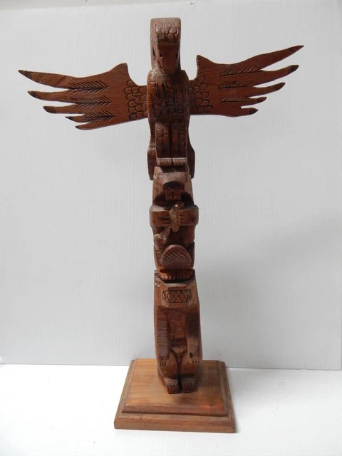 Tall 15" Xtranice Vintage Tsimshian Nw Coast Indian Cedar Wood Totem Pole Model Tall 15" Xtranice Vintage Tsimshian Nw Coast Indian Cedar Wood Totem Pole Model