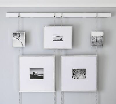 23" Multi Photo Frame Rail Set Hanging Picture Modern Display Wall Art, White