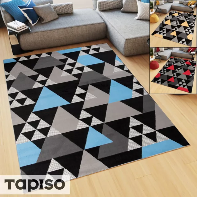 Tapis Poil Court Moderne Géométrique Motif Triangles Montagne Résistant ÖkoTex