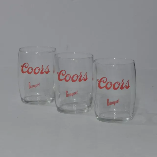 Coors Banquet Beer Tasting Glass 3 Piece Set Authentic Vintage 1970s-1980s