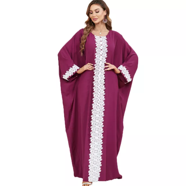 One Size Dubai Kaftan Batwing Abaya Muslim Women Maxi Dress Ramadan Loose Caftan