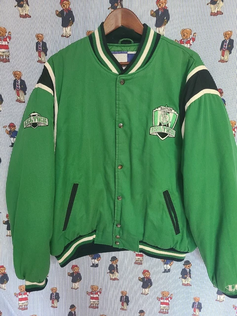 Vintage LOGO ATHLETIC Snap Jacket BOSTON CELTICS Men's XL Quilted Lining Starter