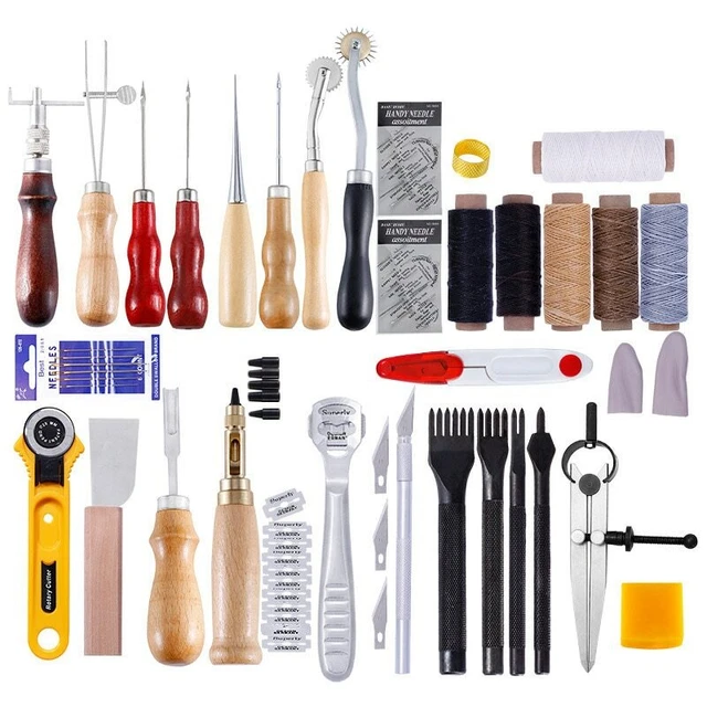 62pieces/set of leather craft kits cosidos a mano tallado tallado sillín