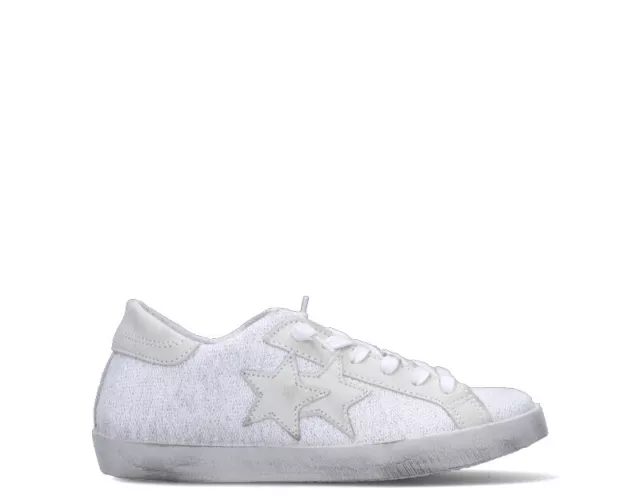 Scarpe 2 STAR Donna Sneakers Trendy  BIANCO Pelle naturale,Tessuto 3811-082