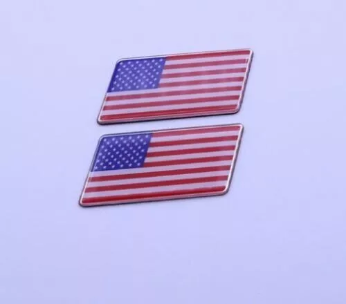 2xUSA Flag Aluminum Car Truck Emblem Badge Decal Sticker 3X6.5cmUSA