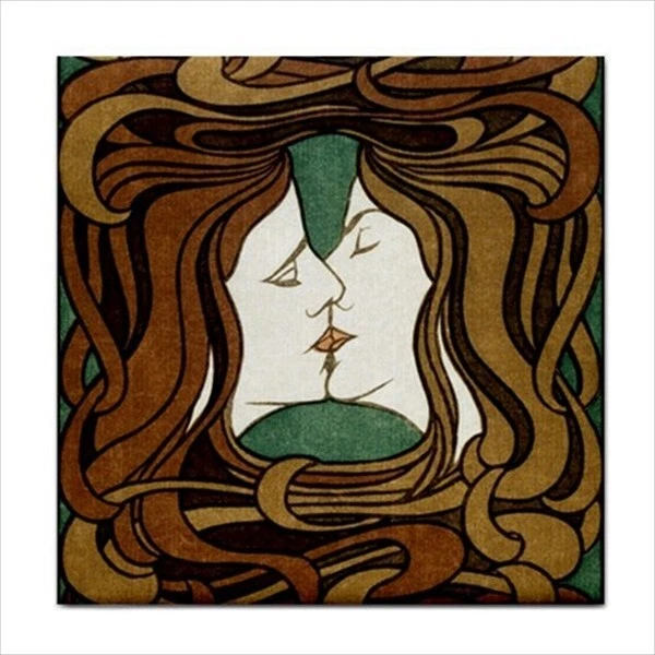 The Kiss Ceramic Tile Peter Behrens Art Nouveau Backsplash