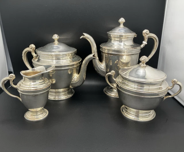 Service à Thé/café En Métal Argenté – 8 Pièces – Plateau Inclus – Style Vintage