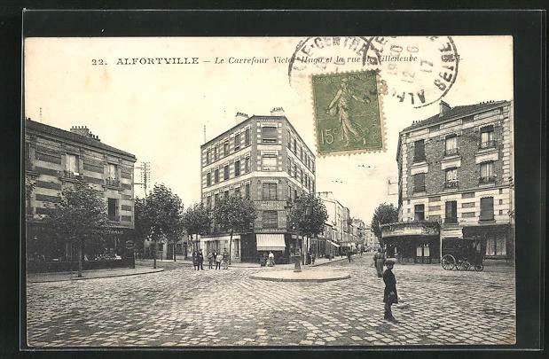 CPA Alfortville, Le Carrefour Victor Hugo and la rue de Villeneuve 1917