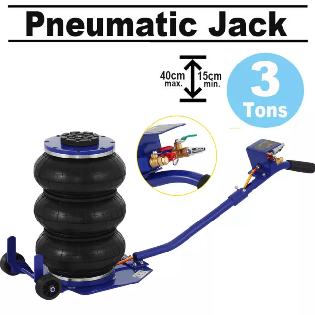 Pneumatic Triple Air Bag Car Repair Jack Trolley 3 Ton Cap 400 mm Lift Height UK