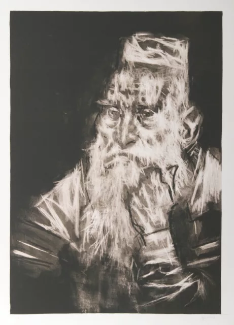 Jack Levine, Rabbi in White, Lithograph, signed and numbered in pencil