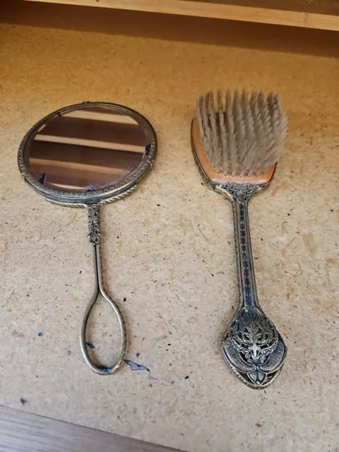 Victorian Style Hair Brush And Mirror