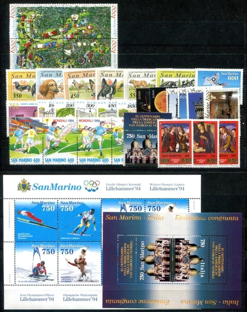 SAN MARINO 1994 1558-1593 ** POSTFRISCH JAHRGANG KOMPLETT mit BLOCKS(I3826