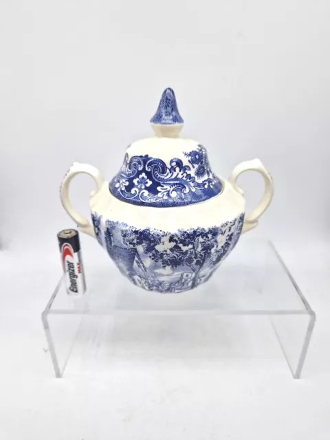 Vintage Memory Lane, British Anchor Sugar Bowl, Blue and White China Ironstone