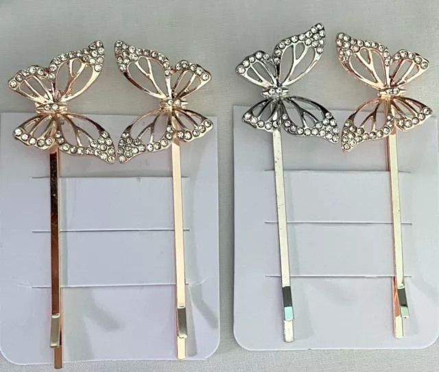 RoseGold Silver Colour Bobby Pins Hair Slide Hair Grip Clips Butterfly Accessory