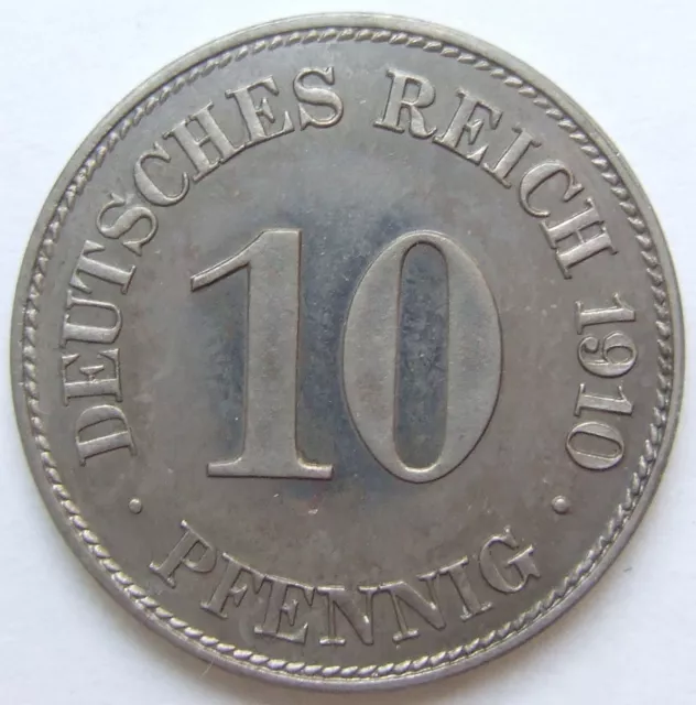 Moneta Reich Tedesco Impero Tedesco 10 Pfennig 1910 E IN