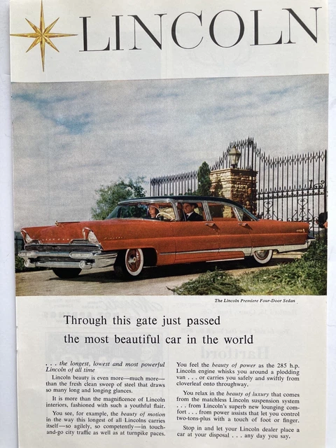 1956 Lincoln Premiere Four Door Sedan Print Ad