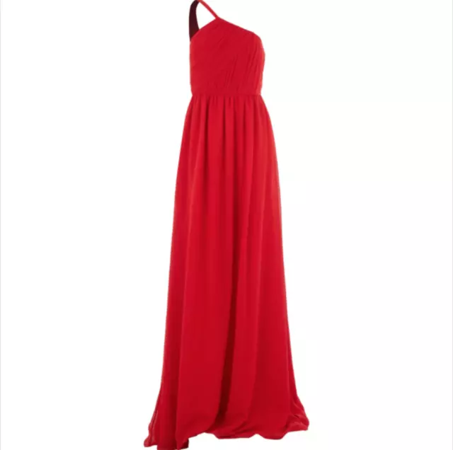 LANVIN One Shoulder Silk Chiffon Gown Dress in Red - UK 10/FR 38 - £2900