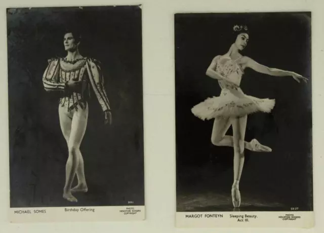 Vintage Lot 2 RPPC Photo Postcards Ballet Ballerina Michael Somes Margot Fonteyn