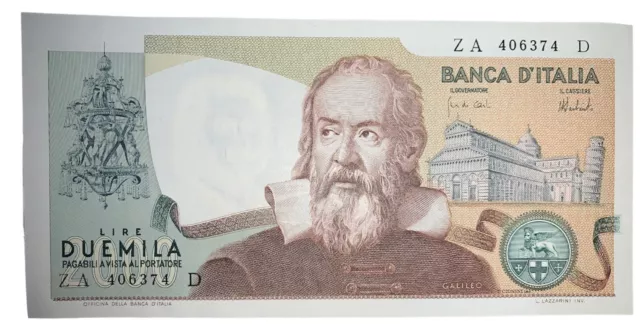 2.000 Lire - Italia - Galileo Galilei - Dm8-10-1973 - Carli-Barbarito - Fds Unc