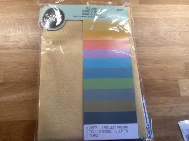 Hojas de fieltro Sizzix A4 663008 9 hojas - colores audaces - totalmente nuevas