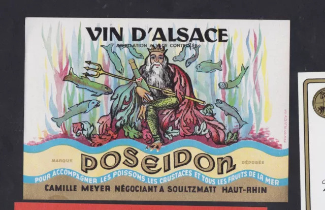 Ancienne étiquette  Alcool  France BN119844 Vin d'Alsace Poséidon