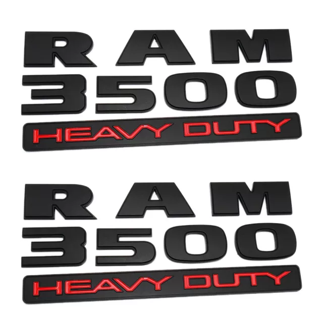 2pc 2015-2018 Black Dodge "Ram 3500 Heavy Duty" Emblem Nameplate NEW Mopar OEM