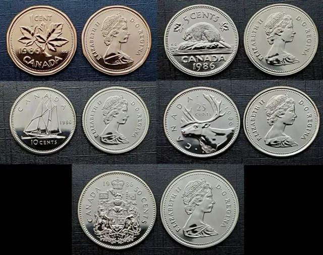 Canada 1986 Proof Like Set of Five Coins!!