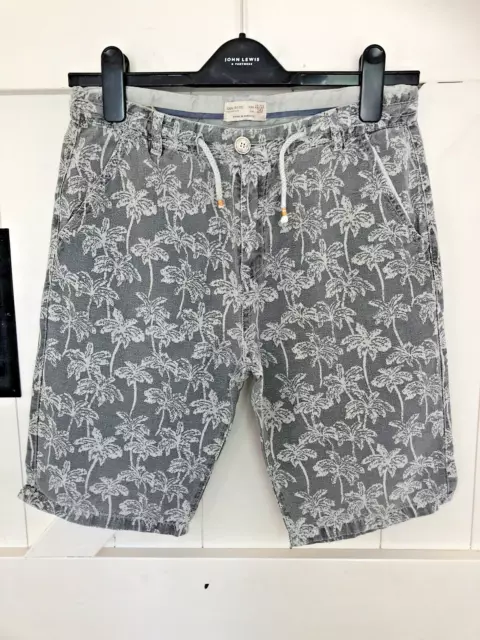 Zara Boys Shorts Age 11-12 Grey With Palm Trees