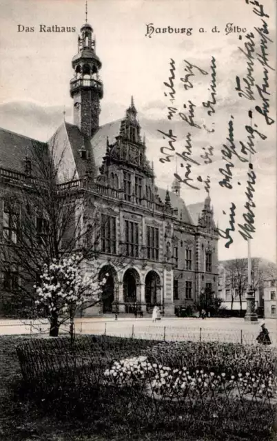 Ak Gruss Aus Hamburg Harburg An Der Elbe Das Rathaus Aussen Ansicht 1912