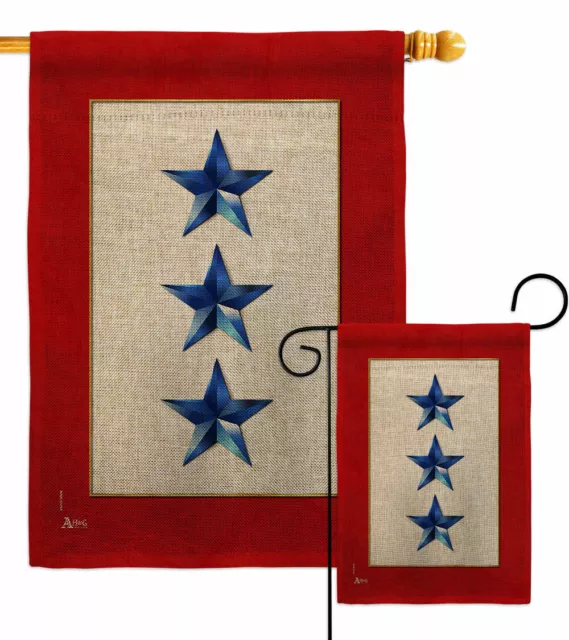 Three Blue Stars Burlap Garden Flag Armed Forces Military Service Yard Banner